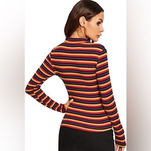 Vintage striped multicolor turtleneck